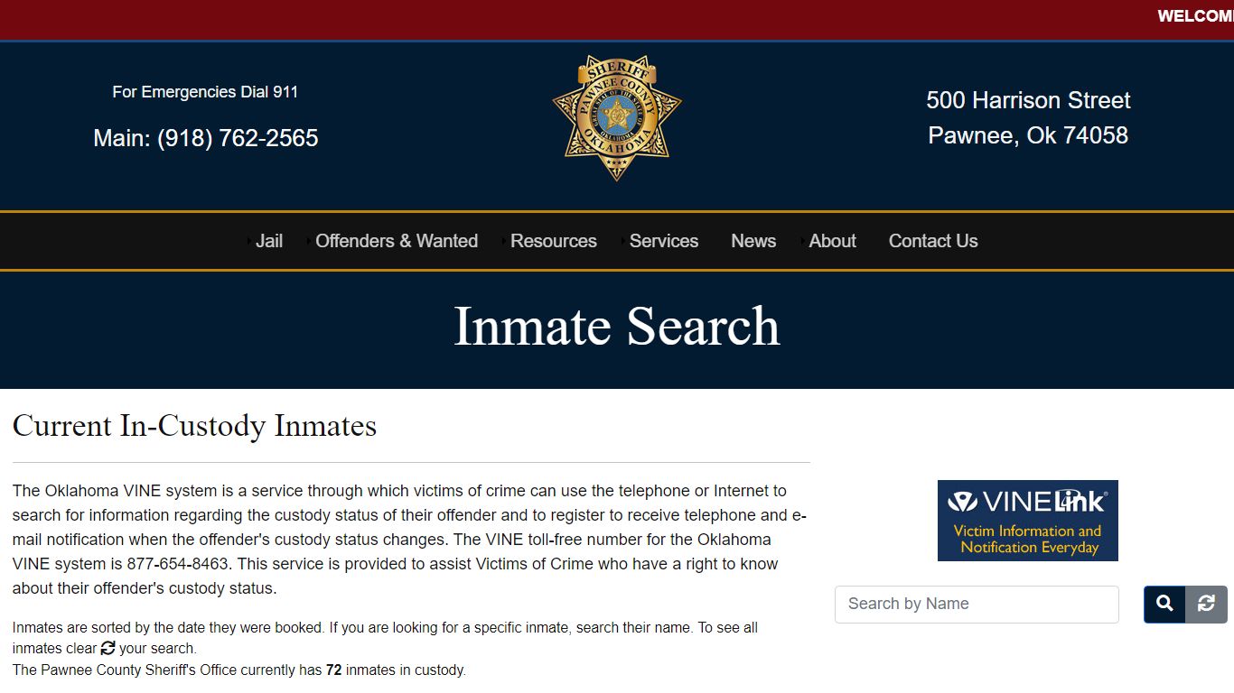 Inmate Search - Pawnee County Sheriff's Office